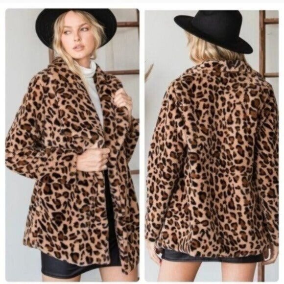 CJ FASHIONS Jackets & Blazers - SOFT LEOPARD LONG SLEEVE JACKET-NEW